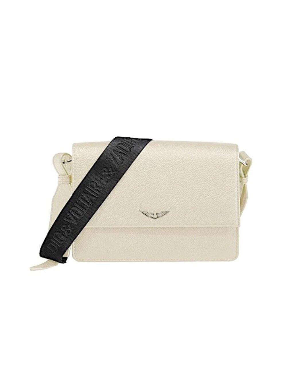 Zadig & Voltaire Lolita Wings Leather Crossbody Bag with Logo Strap  NEW
